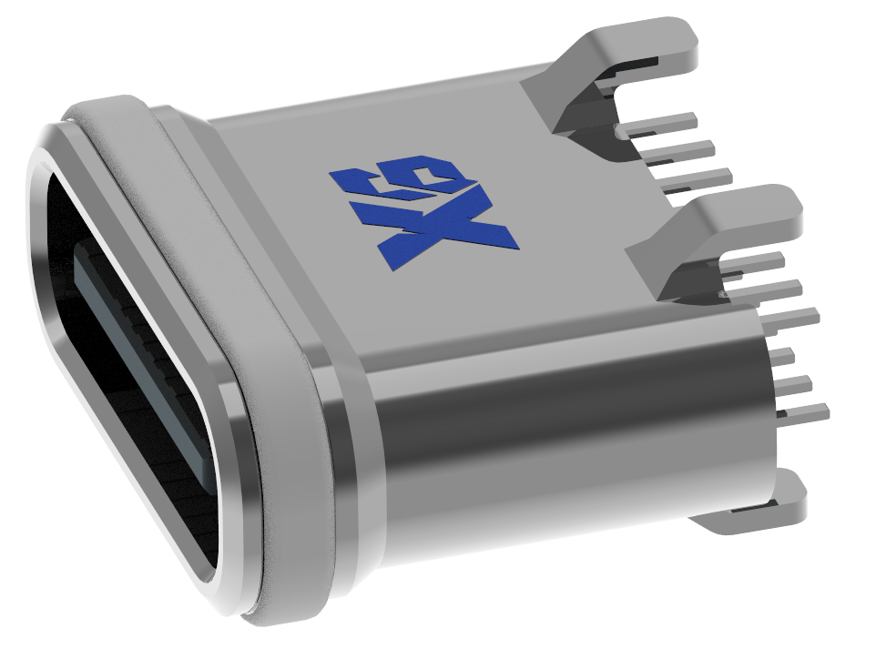 XB-ATCF-16-027 TYPE C 16P 防水母座立式插板 H=8.0mm(U型粉末金外壳)